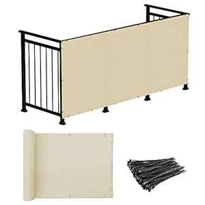 3 x 13, Solid Beige: Windscreen4less Deck Privacy Screen for Backyard, Patio, Balcony, Pool, Porch, Railiing, Gardening, Fence Shield Rails Protection Be