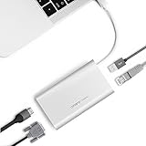 Disfrute de vídeos de 4K @ 30Hz con el último puerto HDMI; Puerto VGA disponible para videos 1080P.(HDMI y VGA no se pueden utilizar al mismo tiempo) Conexión instantánea a línea fija vía RJ45 Ethernet LAN (Gigabit-Ethernet: 10/100/1000 Mbps)