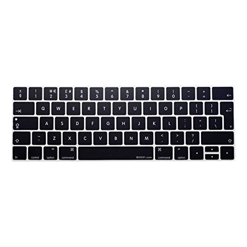 MiNGFi Englisch English QWERTY Tastatur Silikon Schutz Abdeckung für 2016+ MacBook Pro 13″ 15″ with Multi-Touch Bar EU/ISO Keyboard Layout Silicone Cover – Schwarz - 2