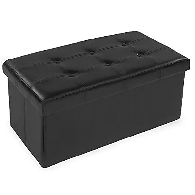 TecTake 80x40x40 cm Tabouret Pouf Cube Dé Pliable Coffre Cube Siège Boîte De Rangement noir