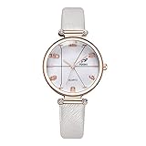 Daygeve Armbanduhr Analog Quarz mit Lederband mit digitalem Zifferblatt mit Uhrenarmband Taglia unica weiß