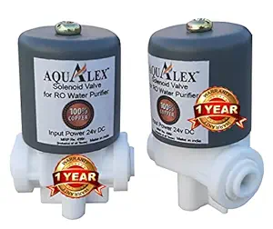 AQUALEX, Pokar RO, 2pcs Pure COPPER, long Life Solenoid Valve (SV) 24v DC , SLC/ SLX Type Pushfit Model , Suitable for RO water purifier