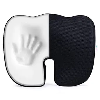Grin Health Extra Thick Coccyx Orthopedic Memory Foam Seat Cushion for for Lower Back, Tailbone and Sciatica Relief for Office Chair/Home/Car (L/XL Black)