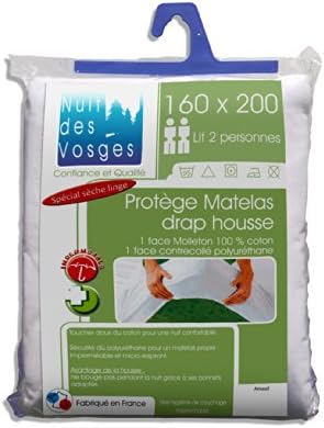 Nuit des Vosges 2035636 Arnaud Mattress protector Waterproof Cotton White 200 x 160 cm
