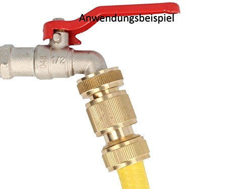 tecuro Schlauchanschlussstück mit Stecksystem für Wasserschläuche und Gartenschläuche 1/2 Zoll (Ø 13 mm) – massive Ausführung – messing-blank - 3