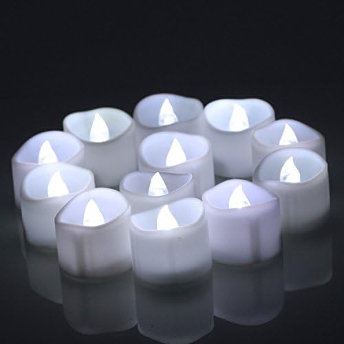 Fitzladd Flameless LED Tealight Candles with Flickering,Timer for Wedding,Votive Holder,Stocking Stuffers-Pack of 12(Cool White)