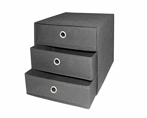 Faltbox, Klappbox, Ordnungsbox, Aufbewahrungsbox, anthrazit, 3 Schubkästen 32/32/32 cm
