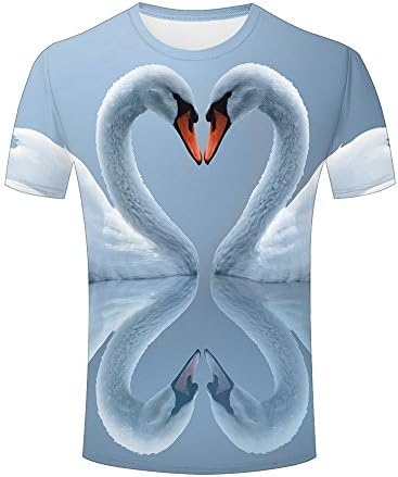ouzhouxijia Mens Womens T Shirt 3D Printed Graphic Shirt White Swan Love Short Sleeve Shirts Summer Casual Tops Tees XL
