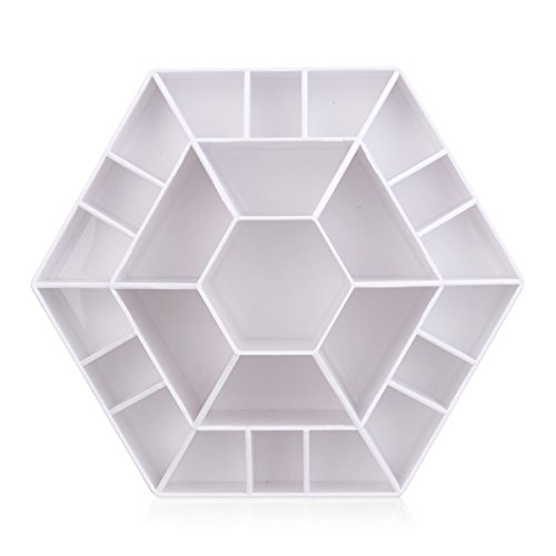 LuckyFine 360° Drehung Aufbewahrungsdosen Schmuckkasten Aufbewahrung Kosmetikum Makeup Box weiss - 7