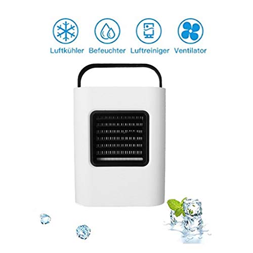 Preisvergleich Produktbild Mobile Klimaanlage Verdunstungskühler Mini Air Cooler Luftkühler Abkühlen Ventilator Luftbefeuchter USB Tragbar Fan mit LED Atemlicht, 3 Speed, für Büro, Haus, Reisen, Schlafsaal VNEIRW (Schwarz)