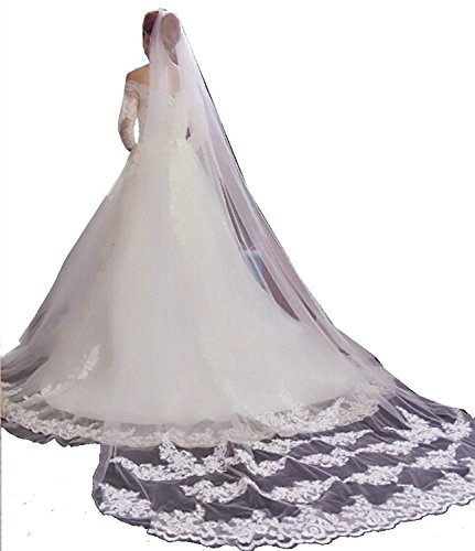 Babyonline Damen Brautschleier Hochzeit Schleier Bodenlang Tüll Mit Applikation - 2
