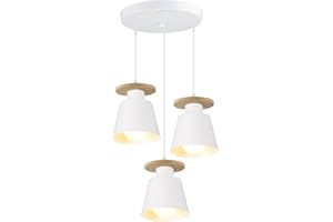 PETITES ECREVISSES Moderna Lámpara Colgante Minimalista Retro Industrial 3 Cabezas Luz de Techo Lámpara de Estilo Nórdico Iluminación Colgante para Cocina Comedor Oficina Salón (Blanco- con base)