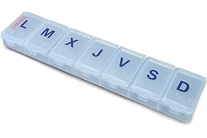 BRICORECHE Pastillero semanal 1 toma pequeño, pastillero pequeño 1 toma, pastillero semanal español 7 dias, pastillero pequeño hombre y mujer, pastilleros semanales (Blanco)