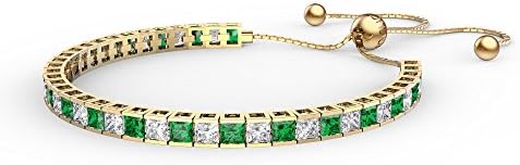 Princess Emerald and White Sapphire 18ct Gold Vermeil Fiji Friendship Tennis Bracelet
