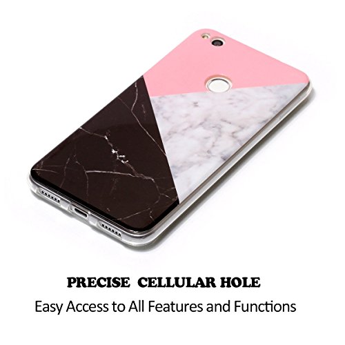 Funda Huawei P8 Lite 2017  E-Lush M  rmol Suave Silicona TPU Carcasa Ultra Delgado Flexible Gel Parachoques Goma Mate Opaco Case Cover Colorido Dise  o Bumper Amortigua Golpes Protectiva Caso para Huawei P8 Lite 2017  5 2 Pulgadas  Smartphone Anti-Rasgu  o y Resistente Tapa - Rosa con Negro con Gris