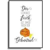 Lustige Wand-Deko SCHNITZEL-FISCH FineArt Kunstdruck Poster Print Bild mit Spruch