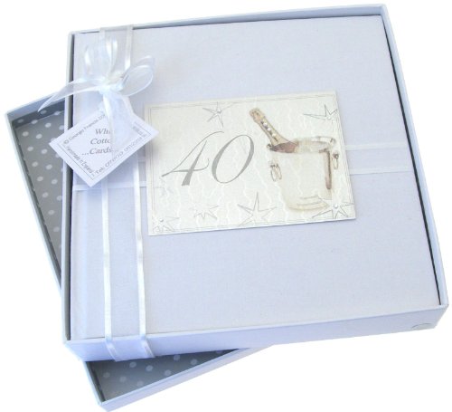 White Cotton Cards Fotoalbum für 40. Geburtstag, mittelgroß, Design Champagner, Silber