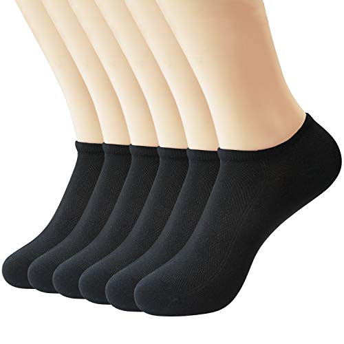 +MD 6 paires de bottines pour hommes invisibles chaussettes courtes chaussettes de baskets avec silicone antidérapant Noir 43-46EU