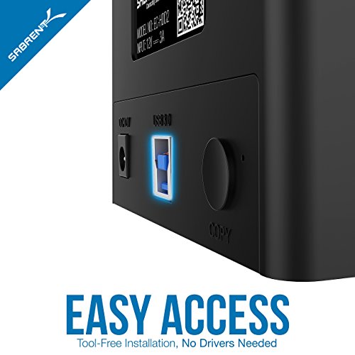 Sabrent USB 3.0 zu SATA Dual Bay External Hard Drive Docking Station für 2,5 oder 3,5 Zoll-Festplatte HDD, SSD mit Festplatten -Kopierer / Cloner Funktion [Unterstützt – 4 TB ] (EC-HDD2) - 6