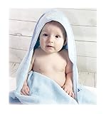 TowelsRus Soft Hooded Cotton Baby Towel Wrap, Sky Blue, 100% Cotton, 76cm x 76cm
