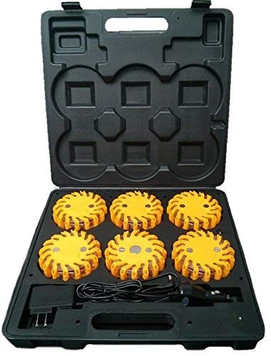 Nirnanada Amarillo RPF16LLM6 6EA 9 Funciones Funda Recargable portátil 16 LED Power Flare Power-Markers Roadside Emergencia magnético