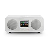 SMART UND FLEXIBEL: Das Radiogerät streamt über WiFi und LAN Ihre Musikdateien von Smartphone, Tablet oder PC und verbindet sich mit Ihren Digitalradio-Favoriten. Ein AUX-Eingang zum Anschluss externer Audiogeräte wie MP3 / CD-Player und Computer ist auch vorhanden.