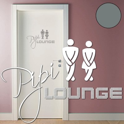 A625 Wand/Türtattoo "Pipi Lounge" 40cm x 28cm grau (erhältlich in 40 Farben und 3 Größen)
