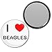 I Love Beagles - 55mm Round Compact Mirror