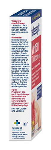 tetesept Venen Tabletten extra – Ergänzungsmittel zur Unterstützung der Venenfunktion dank Vitamin C, extra: Vitamin E, Magnesium & Mangan – 5 x 30 Stück [Nahrungsergänzungsmittel]