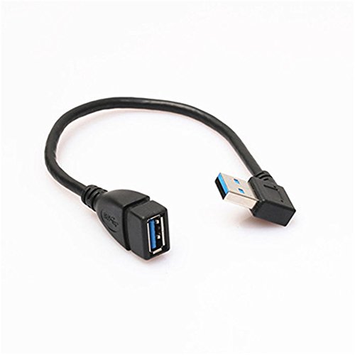 Nereids Net USB 3.0 männlich zu weiblich Typ A rechts Winkel 90 Grad Adapter Verlängerungskabel kurz USB 3.0 Extender Schnur schwarz 20 cm - 2