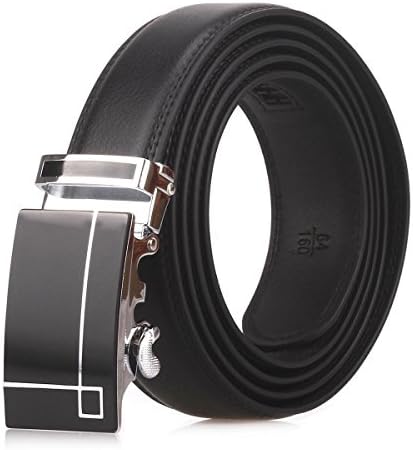 Men's Automatic Buckle Leather Genuine Leather Belts-Black/Brown（Car04/05/D01） (M, D01-Black)