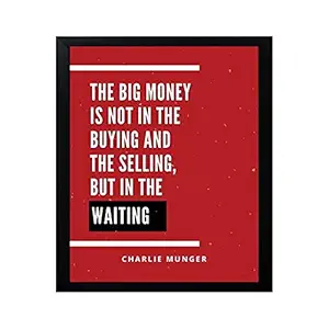 Hola Homes! Motivational Quote Wall Frame with Poster, Stock Market Theme, Charlie Munger Quotes, Wall Frame for Office / Living Room, Wall Decor, Size - 8 x 10 Inch, Red