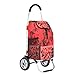 Produktbild BYCDD Klappbar Einkaufswagen, GrößEr Schlauch Einkaufstrolleys Wasserdichter Fabric Utility Einkaufswagen Einfach für ältere Benutzer,Red_90 Pounds Capacity