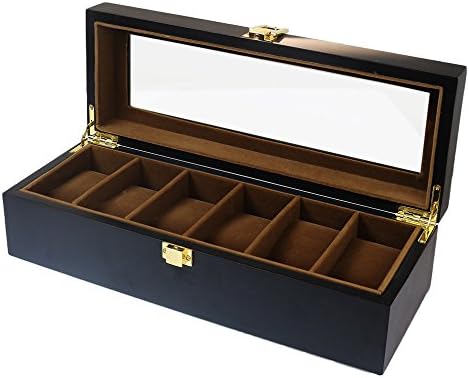 Monsiter Watch Box 6 Slots Wooden Watch Display Box for Men