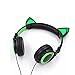 Produktbild jim' S Store Kopfhörer Ohrstecker Katze mit der Aufklärung Glüh-LED Design Faltbar für die Notebook-PC Handy Beste Geschenk Kinder grün
