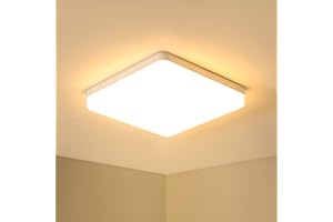 ASHUAQI LED Ceiling Light, 36W 3000K Warm White Kitchen Lights Ceiling, 4500LM Square LED Ceiling Light for Kitchen, Toilet, Hallway, Dining Room, Bedroom, Utility Room, Ø23cm