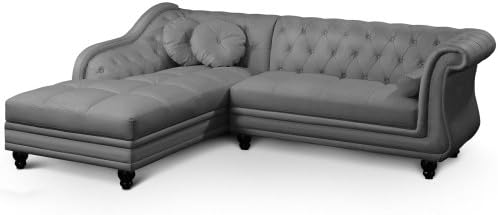 Menzzo A968D Contemporain Brittish Canap&eacute; d'Angle Bois Gris 240 x 180 x 80 cm