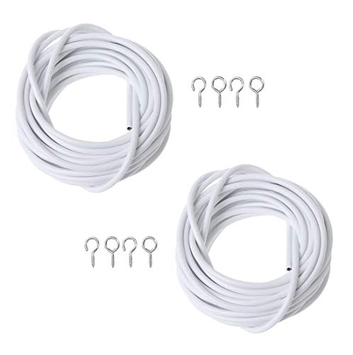 2 Pack cortina alambre con 4 pares de gancho y ojos, multiusos, cable/cable, corte a tamaño Net Cortinas Cortina de hilos de. Perfecto para colgar todos los alrededor de su casa.