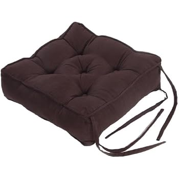 Coussin De Chaise Ou Réhausseur Homescapes 40x40x8 Cm - 100% Coton, Rayures Vertes, Lavable Machine