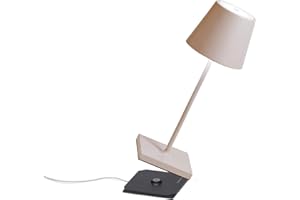 Zafferano, Lampa Poldina Pro Mini, Zasilana Akumulatorowo Bezprzewodowa Lampa Stołowa ze Sterowaniem Dotykowym, Również Jako Lampa Zewnętrzna, Ściemniacz, 2200-3000 K, Wysokość 30 cm, Kolor Piaskowy