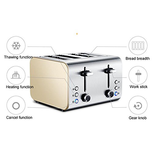 NQFL Toaster Toaster Home Toasters 4 Slices Gold Multifunction Automatic Toast Breakfast Machine,Gold-31*25.5*17.5cm