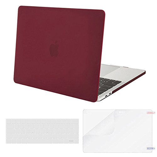 MOSISO Plastik Hartschale Schutzhülle Snap Case mit Silikon Klar Tastatur Schutz Abdeckung mit Screen Protector für NEUESTE MacBook Pro 13 Zoll (2016 Freisetzung) A1706 / A1708 mit/ohne Touch Bar and Touch ID, Marsala Rot