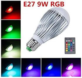 Aluminium 16 Color Changing RGB LED Light Bulb Change Lamp E27 9W + Remote Control