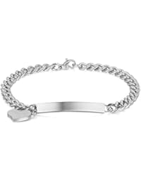 JewelryWe Joyería DIY Pulseras de Mujer, "My Sweet Heart" Mi Corazón, Pulsera Personalizada Para Grabar Su Propio Diseño, Regalo de Navidad San Valentín
