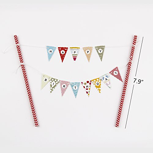 KUNGYO Ein Geburtstagstorte Topper Set Kleine Buntings Banner (Rosa) Cake Topper Kuchenwimpel Girlande Und Golden“One“ - 2