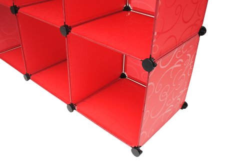 Büro Flur Regal Schrank Steckregal Wandregal Sideboard in Rot - 5