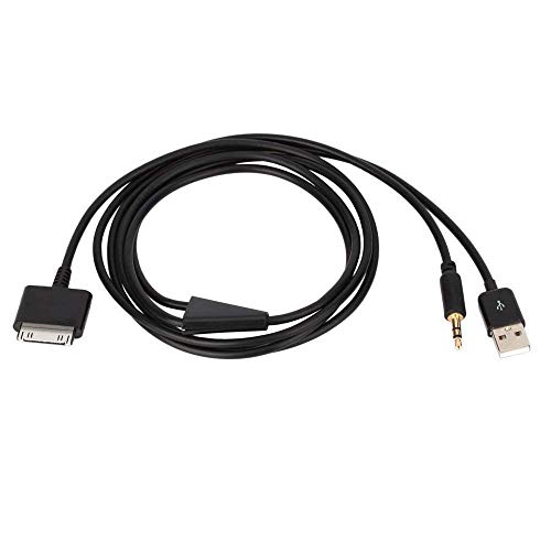 Techmax® 30 Pin Dock a USB AUX Cable de Audio de 3,5 mm para Apple iPhone 3GS 4GS iPod iPad Conector de Carga/sincronización para iPod (Excepto iPod Shuffle) iPhone, iPad (Negro)