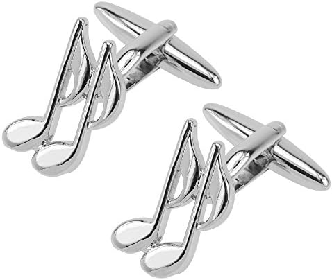 CUFF IT Musical Cufflinks Instruments Music Note with Gift Box &amp; Cleaning Cloth (Brown Violin, Red Guitar, Black Guitar, Treble Clef, Semiquaver) (Eight note)