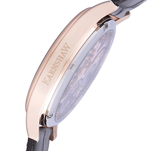 Thomas Earnshaw Men's Bauer Mechanical Skeleton Automatic Watch with Silver Dial Analogue Display and Brown Leather Strap ES-8049-03