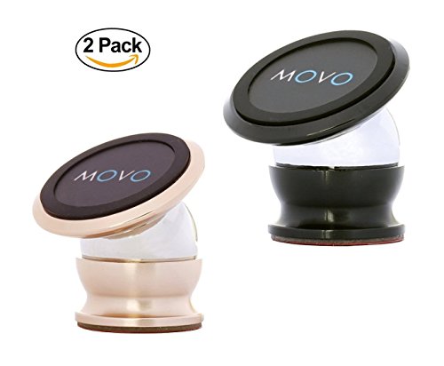 Supporto Magnetico per Smartphone/Tablet Movo MPH-01 con Supporto 3M per Macchina per Cruscotti, Parabrezza o altre superfici piane (confezione da 2 - Nero/Dorato)